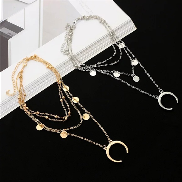 • Daphne • Layered Coin + Moon Necklace - Picture 2 of 4